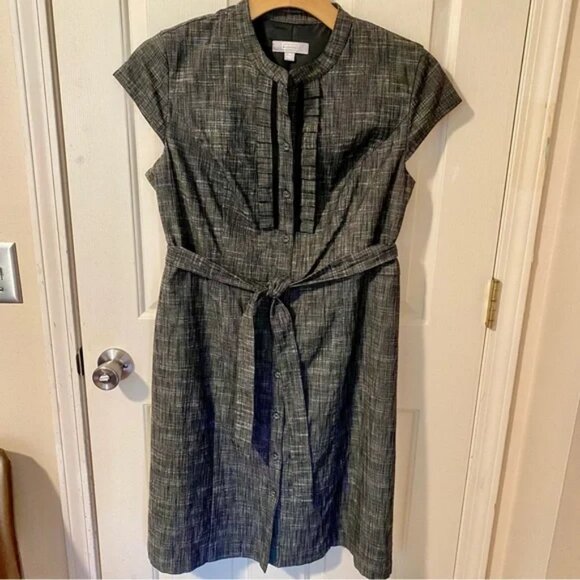 Merona Collection Gray Chambray Ruffle Front Dress Size 16 - Picture 2 of 11